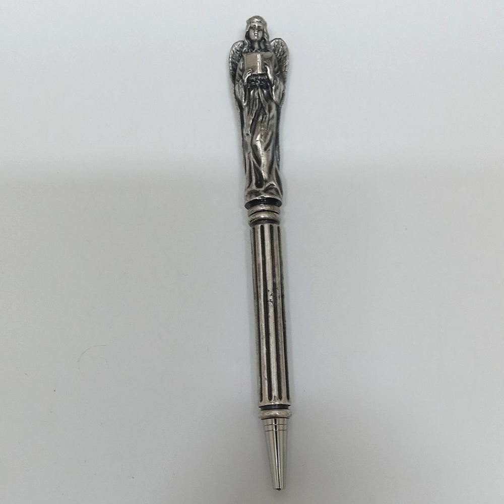 Silver winged angel ink pen